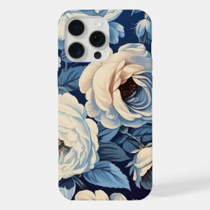 Rosas Brancas em Fundo Azul Índigo