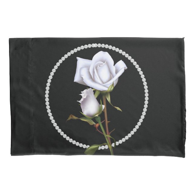 Rosas Brancas Românticas Elegante Glam Floral Pret (Frente)