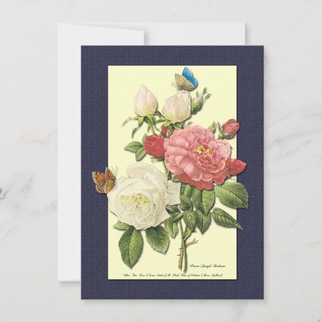 Rosas brancas vermelhas e convites personalizados  (Frente)