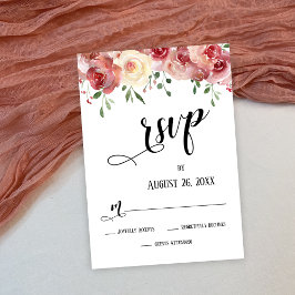 Rosas Burgundy e Blush, Cartão de Resposta RSVP de