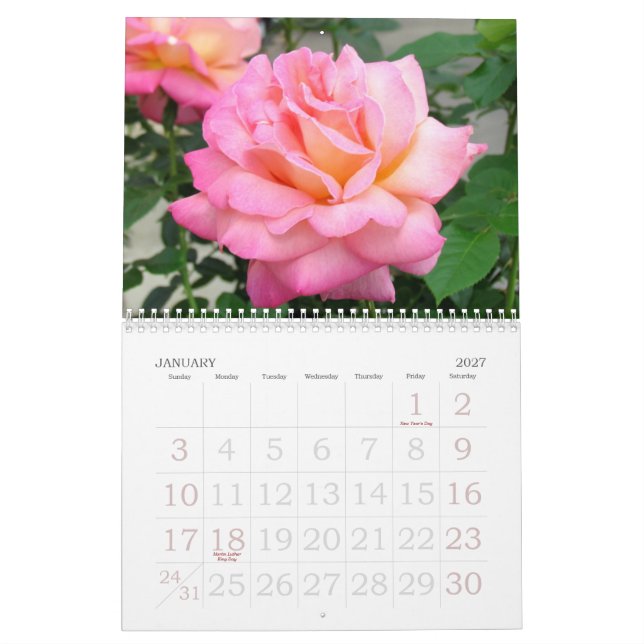 Rosas Calendário Personalizado 2018 (Jan 2027)