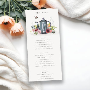 Rosas Cheerful Chamada Floral Teapot Menu Card