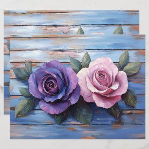 Rosas coloridas no papel de mastro de madeira russ