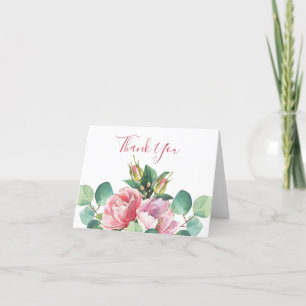 Rosas com Cartões de agradecimentos dobrado de Euc