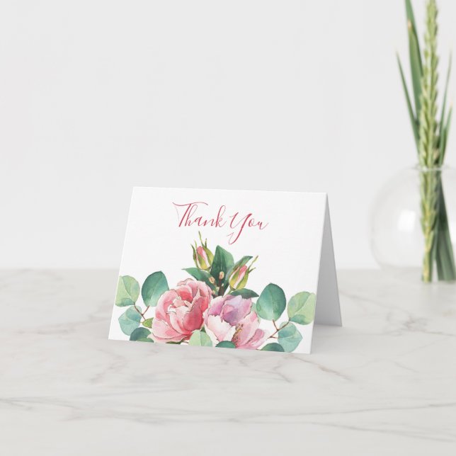 Rosas com Cartões de agradecimentos dobrado de Euc (Frente)