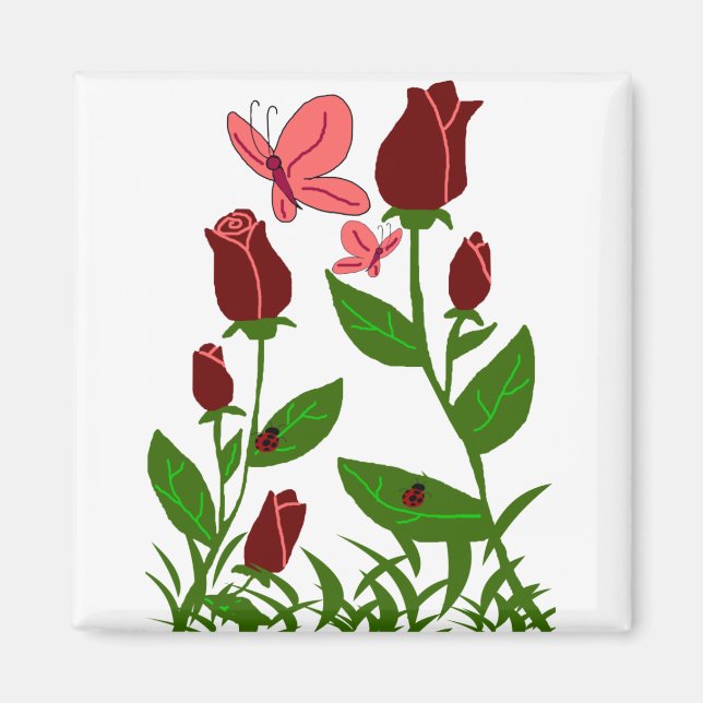 Rosas com íman de borboletas (Frente)