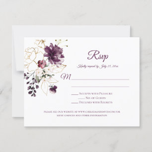 Rosas Contorno Dourado e Roxo Escuro RSVP Fundo Br