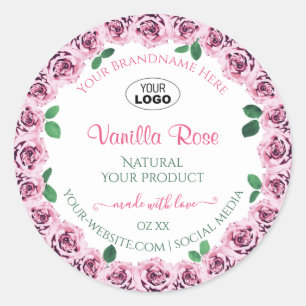 Rosas cor-de-rosa com etiquetas brancas de produto