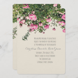 rosas cor-de-rosa, convite para casamento floral