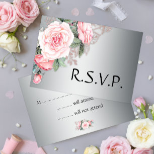 Rosas cor-de-rosa e casamento de prata RSVP