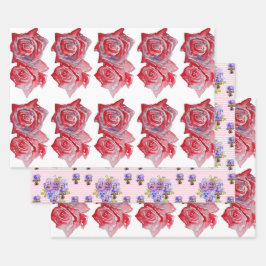 Rosas cor-de-rosa, flores, Rosas vermelhas, aquare