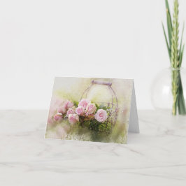 Rosas cor-de-rosa no Cartões de agradecimentos do