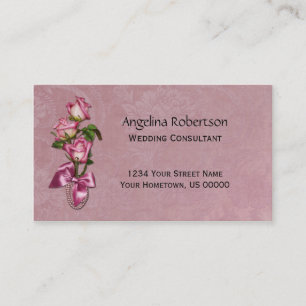 Rosas cor-de-rosa que Wedding cartões de visitas