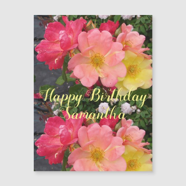 Rosas de Aniversário Floral de Flor Rosa Amarelo (Frente)