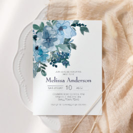 Rosas de Aquarela Azul Pastel Chá de panela Floral