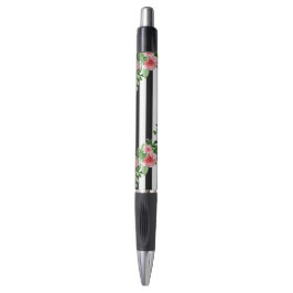 Rosas de aquarela Caneta de distribuição branca e