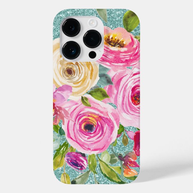 Rosas de aquarela cor-de-água com creme rosa (Verso)