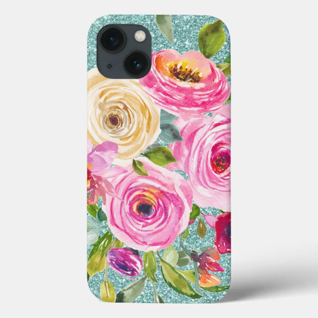 Rosas de aquarela cor-de-água com creme rosa (Verso)