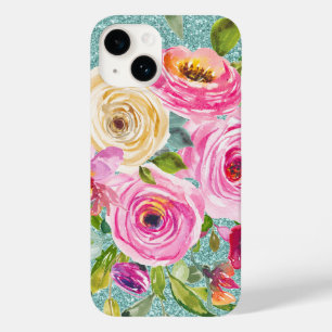 Rosas de aquarela cor-de-água com creme rosa