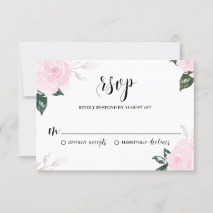 Rosas de aquarela cor-de-rosa doce RSVP de Casamen