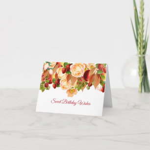 Rosas de aquarela e Cartão de Aniversário para Ber