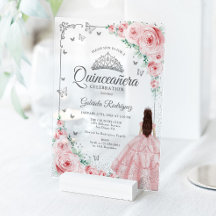 Rosas de Aquarela Rosa Bege Quinceanera Prata