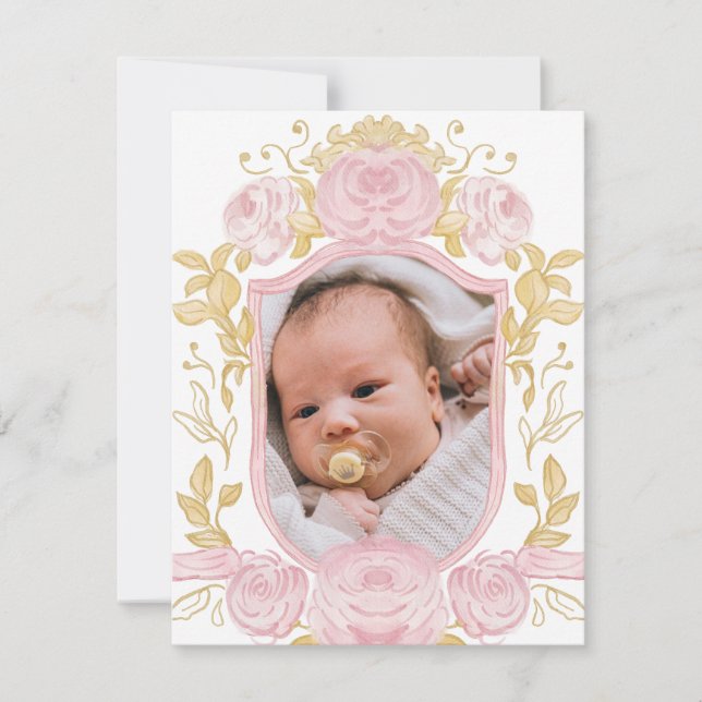 Rosas De Aquarelas Crest Cartões de agradecimentos (Frente)