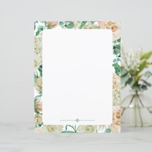 Rosas de aquarelas de papel de carta floral
