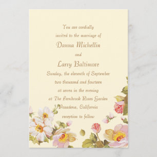 Rosas de arbustos Convite para Casamento Cornsilk