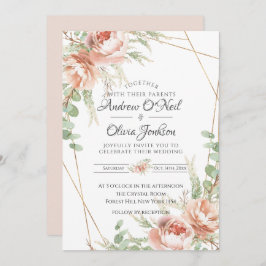 Rosas de Blush de Convite de Casamento