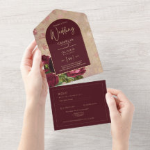 Rosas de Borgonha All-in-1 Vintage RSVP + Casament