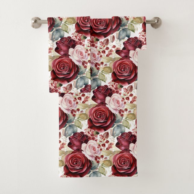 Rosas de Borgonha Roxos Flores Toalha Floral Conju (Insitu)