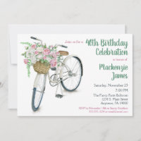 Rosas de Convite de Aniversário Floral Bicicleta