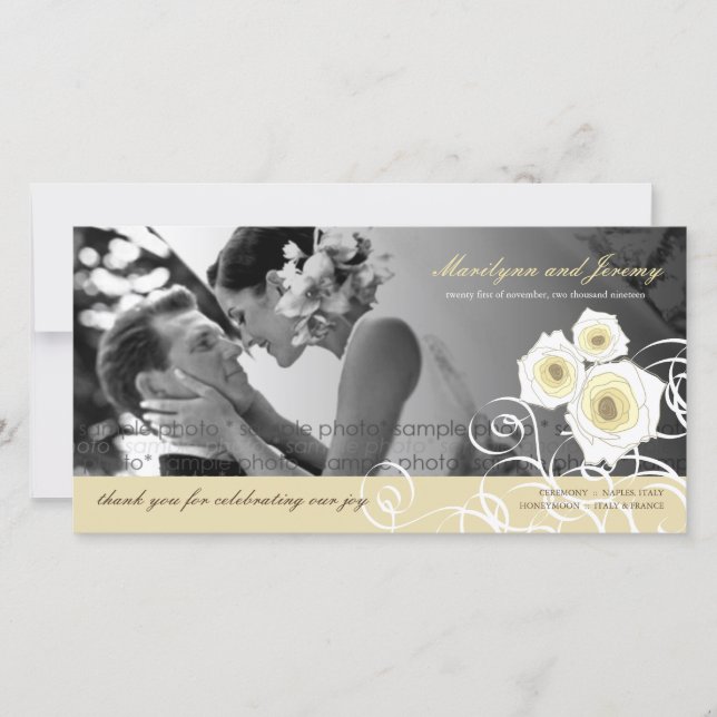 Rosas De Creme Nadam. Obrigado Cartão com fotos (Frente)