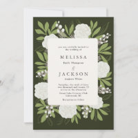 Rosas de Creme no Convite para Casamento Verde