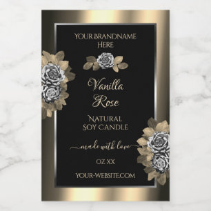 Rosas de etiquetas de produto preto Dourado e prat