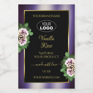 Rosas de etiquetas de produto preto púrpura floral