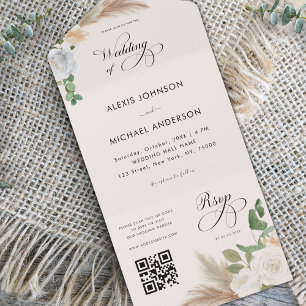Rosas de Grama das Pampas de Marfim & Casamento co