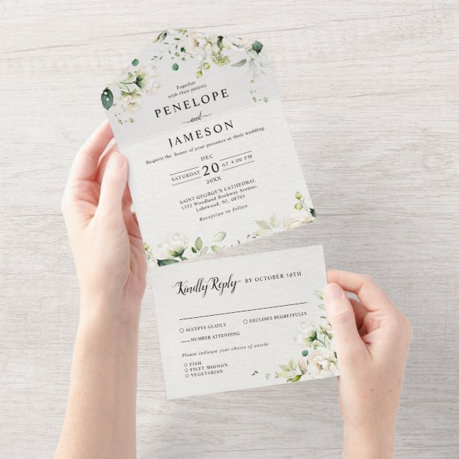 Rosas de Ivory Floral Casamento Botânico (Tearaway)