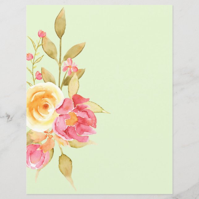 Rosas de Jardim de Algodão com Aquarela Papel Escr (Frente)