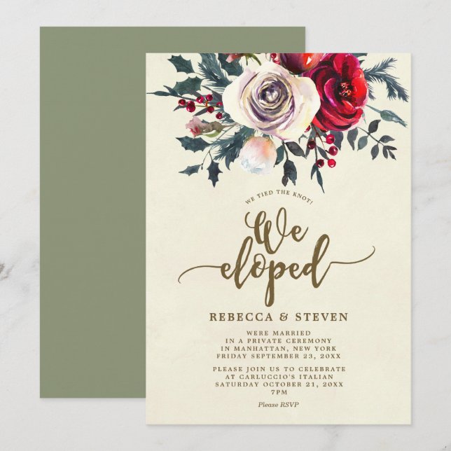 rosas de Natal modernos nós fugimos de convite (Frente/Verso)