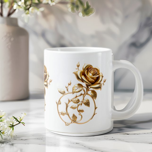 Rosas de Ouro Puro Caneca de Café Gigante (Criador carregado)