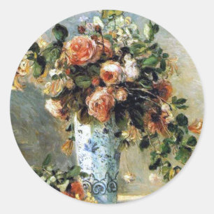Rosas de Renoir e etiqueta da pintura do jasmim