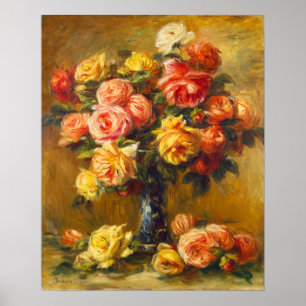 Rosas de renoir num Poster de Vase