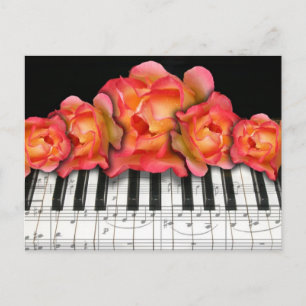 Rosas de teclado para piano e notas de música