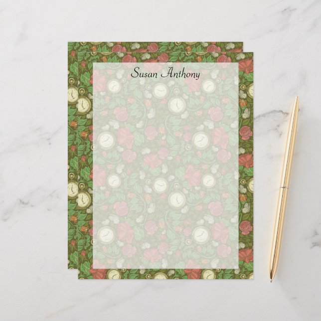 Rosas de vigia Vintage Steampunk Pocket (Frente/Verso In Situ)