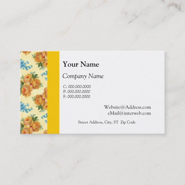 Rosas de vindima e Cartões de visitas de flores az (Frente)