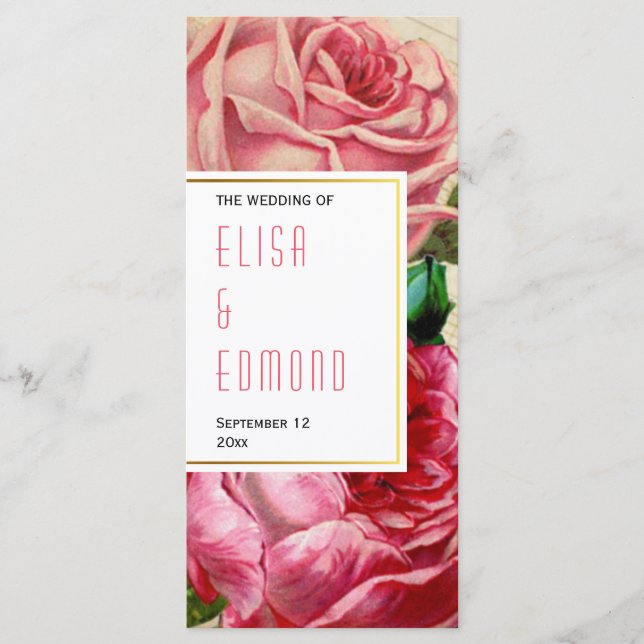 Rosas de vindima no programa de casamentos florais (Frente)