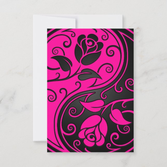 Rosas de Yin Yang, cor-de-rosa e preto (Frente)