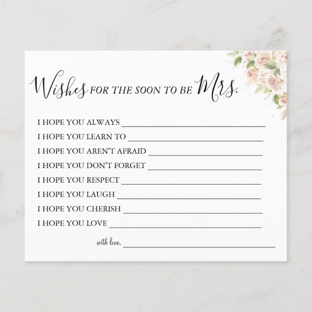 Rosas desejam que em breve seja a Sra. Card Flyer (Frente)